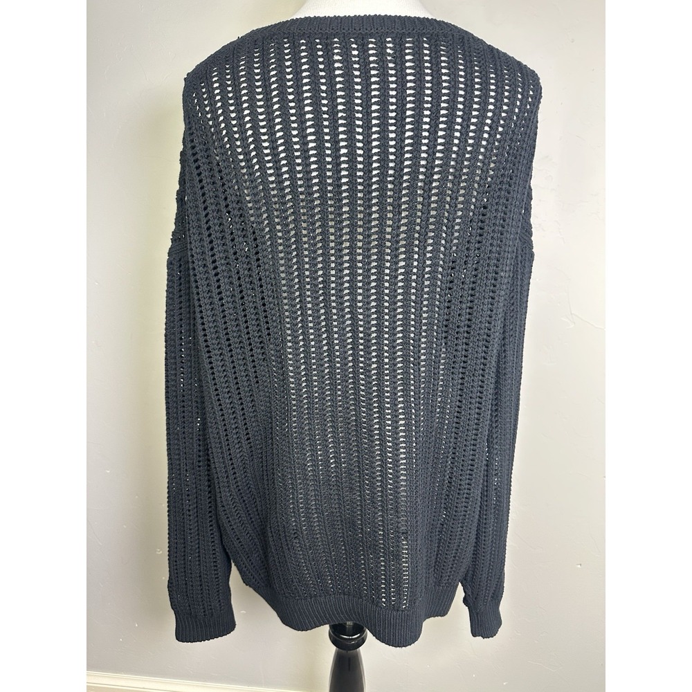 Wilfred Free Aritzia Open Knit Sweater Womens XL Black Oversized Cotton 108370 - Picture 2 of 8